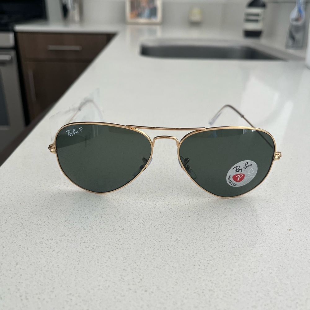 Ray-Ban Aviator Large Metal Gold & Green Sunglasses